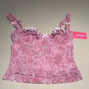 Pink Ruffled Women's Top Edikted NWT bra underwire size XS